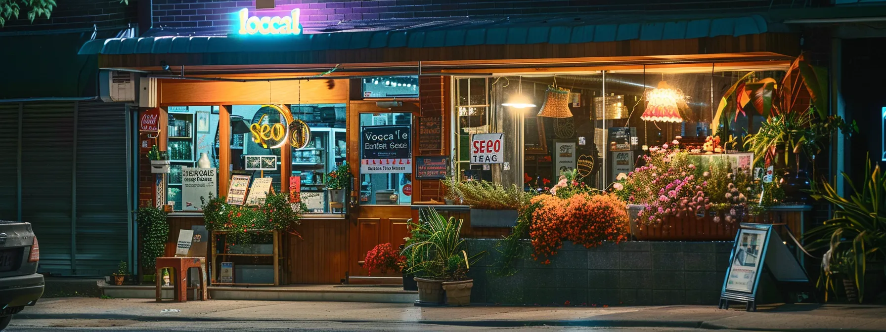 a small business storefront with a prominently displayed 